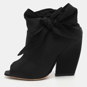 Dior Brooklyn Size 37 Black Nylon Ankle Wrap Peep Toe Ankle Boots